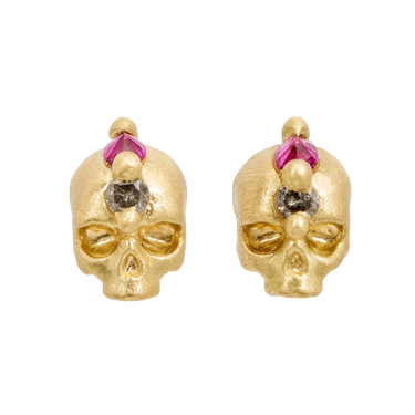 Pink Island Of Idols Skull Stud Earrings - 12041